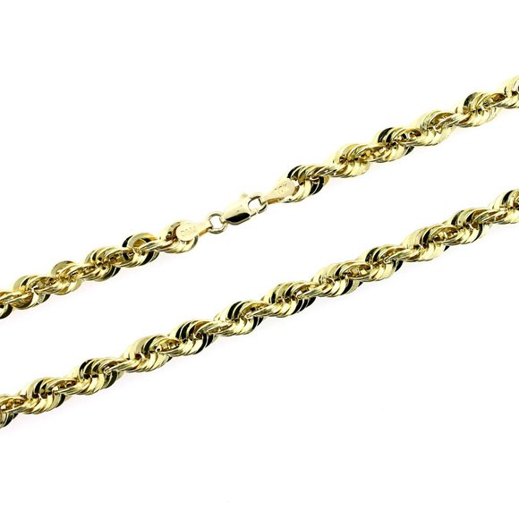 Real 10K Yellow Gold 5mm Rope Chain Necklace 22" inch - Picture 3 of 6